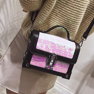 Geanta de dama din piele cu paiete in patru culori