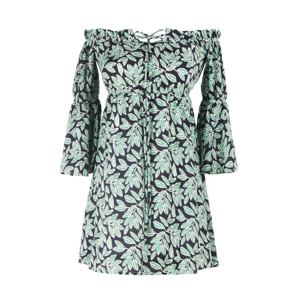 Rochie de vara dama cu motive florale si maneci lotus