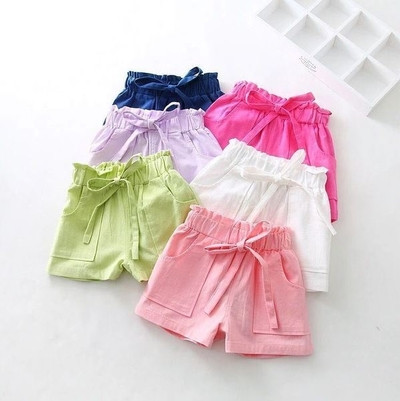 Детски стилни панталони с висока талия в няколко цвята 
