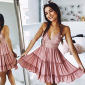 Model de rochie de dama proaspat cu decolteu in V in mai multe culori