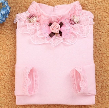 Παιδικό κομψό πουκάμισο για κορίτσια με κεντήματα, κορδέλα, λουλούδια και διακοσμητικές πέτρες
