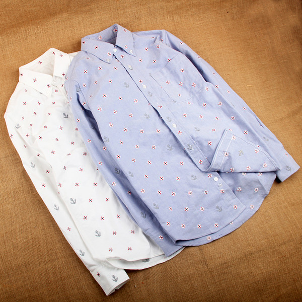 Cămașă modernă pentru bărbați, cu mâneci lungi, în albastru și alb