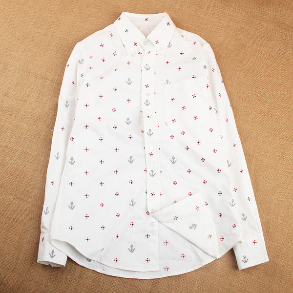 Cămașă modernă pentru bărbați, cu mâneci lungi, în albastru și alb