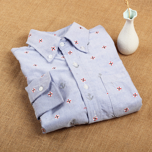 Cămașă modernă pentru bărbați, cu mâneci lungi, în albastru și alb