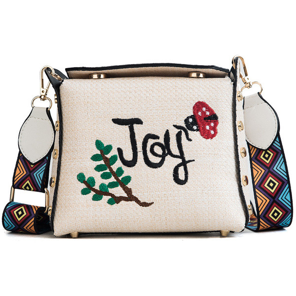 Geanta de dama cu maner colorat si broderie in mai multe modele