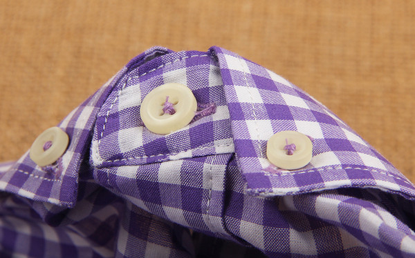 Lila és fehér kockás rövid ujjú férfi ing