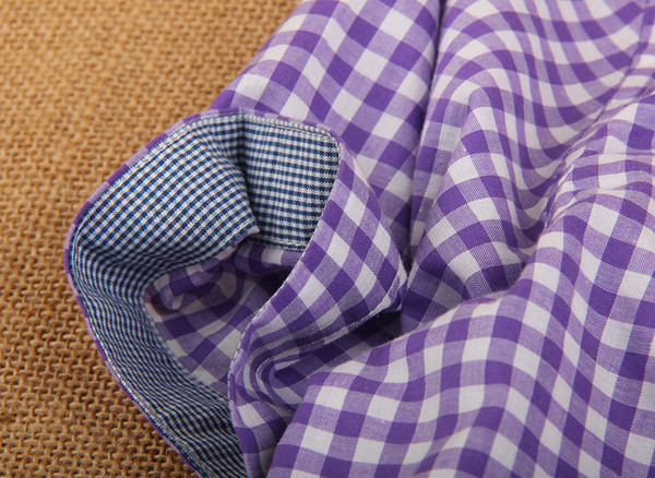 Lila és fehér kockás rövid ujjú férfi ing