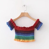 Γυναικεία κοντή μπλούζα με δαντέλα