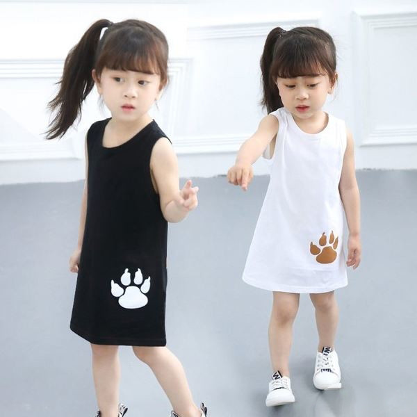 Παιδικό αθλητικό-casual φόρεμα σε λευκό και μαύρο με εκτύπωση