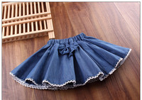 Παιδική φούστα denim με δαντέλα και κορδέλα