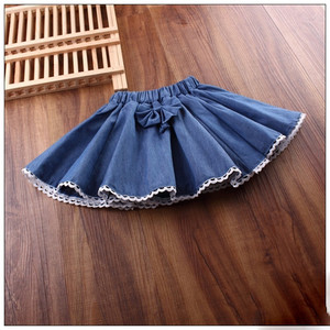 Παιδική φούστα denim με δαντέλα και κορδέλα