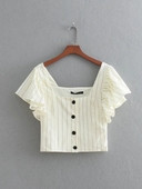 Γυναικεία καθημερινή κοντή μπλούζα με κουμπιά