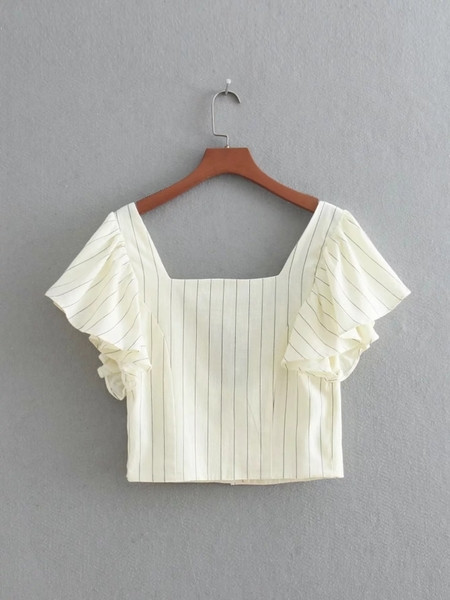 Γυναικεία καθημερινή κοντή μπλούζα με κουμπιά