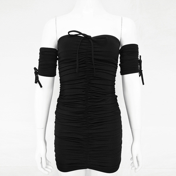 NOU Rochie de dama model adunat cu maneci cazute in trei culori