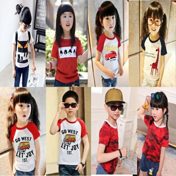 Tricou casual pentru copii cu imprimeu pentru fete si baieti