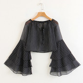 Bluză de damă cu mâneci largi și cravate