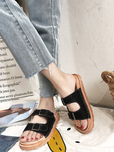 Alkalmi női papucs retro stílusban - csatokkal, 4 színben