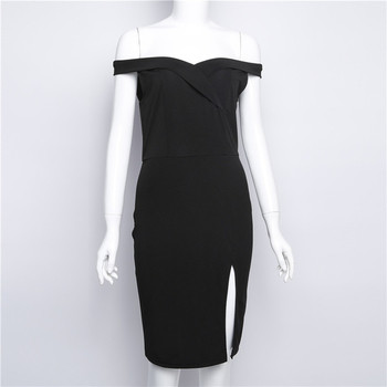 Κομψό γυναικείο φόρεμα με ντεκολτέ σε σχήμα V με σχισμή δύο χρωμάτων