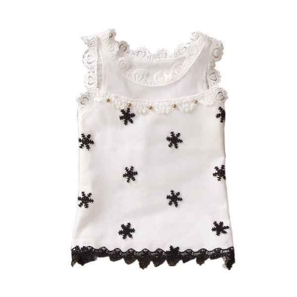 Παιδικό καθημερινό αμάνικο με κεντήματα και δαντέλες