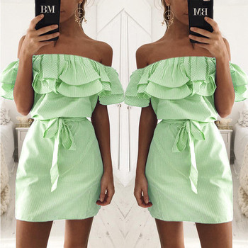 Κομψό γυναικείο φόρεμα με πεσμένα μανίκια σε διάφορα χρώματα