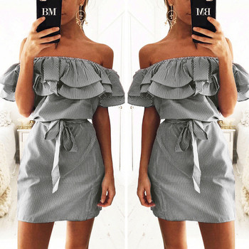 Κομψό γυναικείο φόρεμα με πεσμένα μανίκια σε διάφορα χρώματα