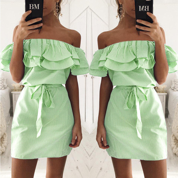 Κομψό γυναικείο φόρεμα με πεσμένα μανίκια σε διάφορα χρώματα