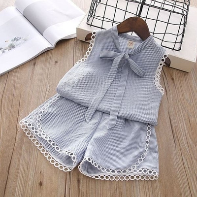 Παιδικό σετ σε δύο χρώματα με κορδέλα και δαντέλα