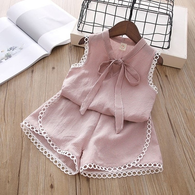 Παιδικό σετ σε δύο χρώματα με κορδέλα και δαντέλα