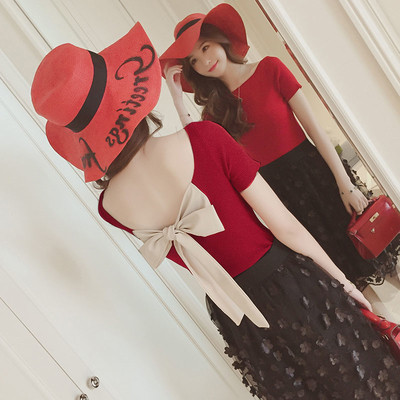 Γυναικεία μπλούζα με κορδέλα στην πλάτη σε διάφορα χρώματα