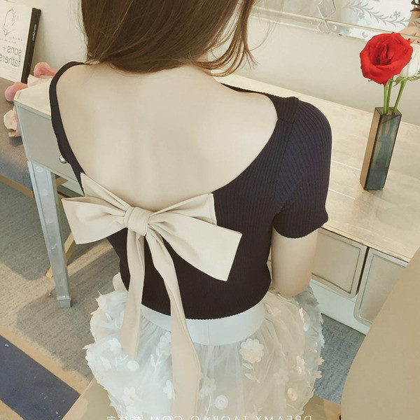 Γυναικεία μπλούζα με κορδέλα στην πλάτη σε διάφορα χρώματα