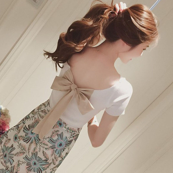 Γυναικεία μπλούζα με κορδέλα στην πλάτη σε διάφορα χρώματα