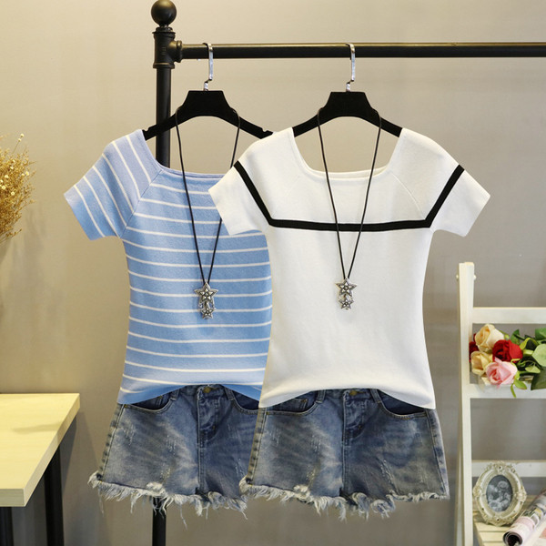 Γυναικεία κοντομάνικη μπλουζά - Λεπτό μοντέλο