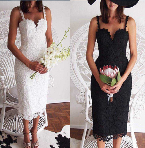 Επίσημο γυναικείο φόρεμα δαντέλας με ντεκολτέ σε σχήμα V σε δύο χρώματα