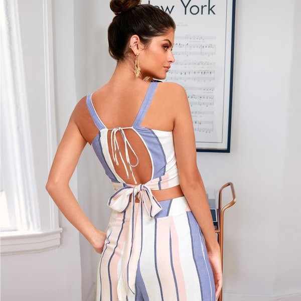 Γυναικείο σετ - 9/10 αμάνικο και  παντελόνια 