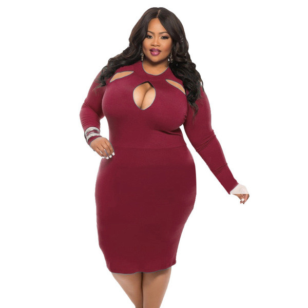 Γυναικείο φόρεμα ΜΑΧΙ μέγεθος με μακρύ μανίκι σε πέντε χρώματα