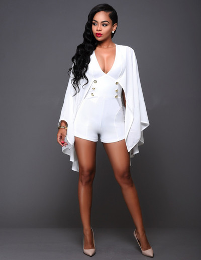 Επίσημη γυναικεία ολόσομη φόρμα V με ντεκολτέ σε σχήμα V και κουμπιά σε 2 χρώματα