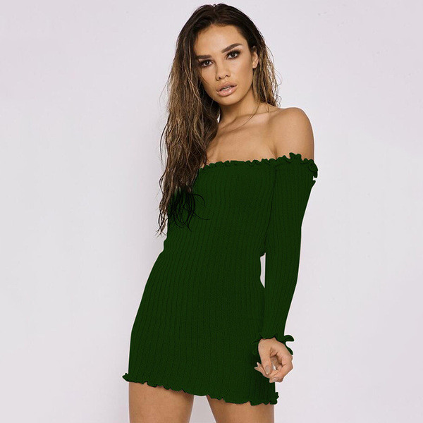 Μοντέρνο γυναικείο  φόρεμα με μακριά μανίκια σε διάφορα χρώματα