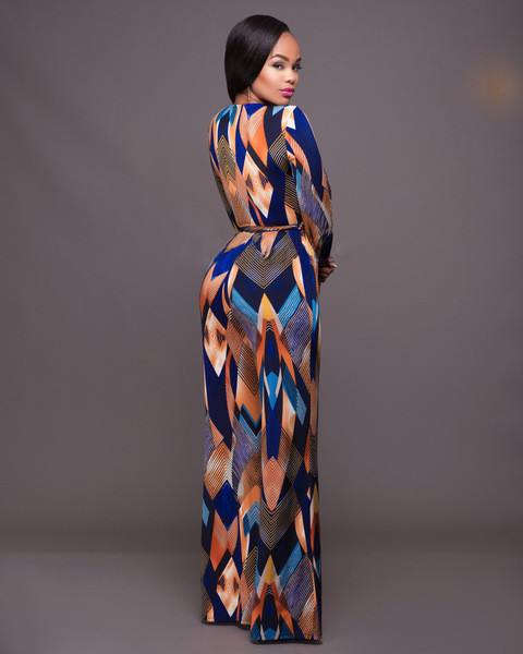 Γυναικεία μοντέρνα  ολόσωμη φόρμα με γεωμετρικά σχέδια και ζώνη