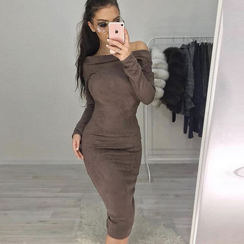 Μοντέρνο γυναικείο φόρεμα με μακριά μανίκια σε διάφορα χρώματα