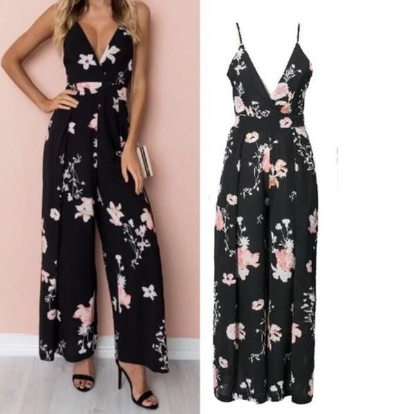 Γυναικεία ολόσωμι φόρμα V-neckline σε 2 χρώματα