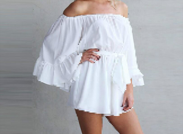 Γυναικεία ολόσωμι φόρμα με φαρδιά μανίκια και ζώνη σε 2 χρώματα