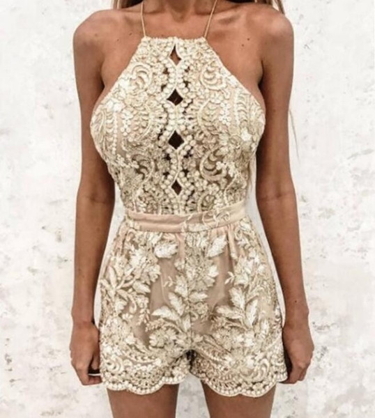 Γυναικεία ολόσωμι φόρμα με κεντήματα και λεπτά λουριά