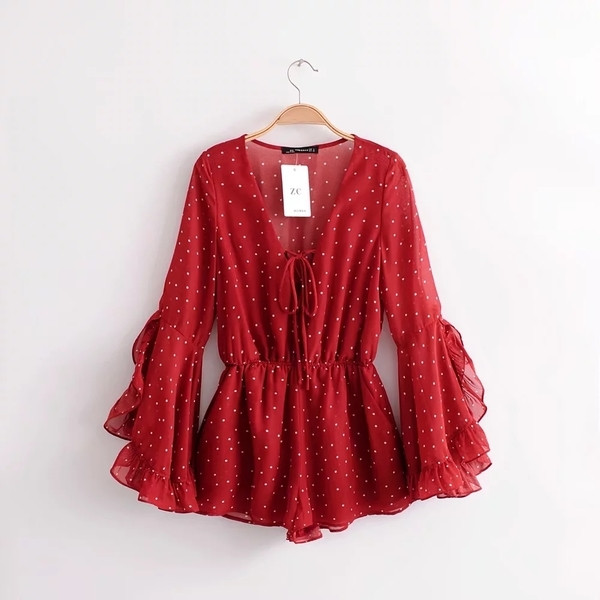 Γυναικεία ολόσωμι φόρμα με V-σχήμα ντεκολτέ και δεσμούς