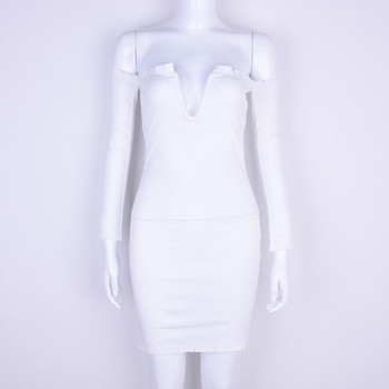 Sexy γυναικείο φόρεμα με V-Neck σε μαύρο και άσπρο χρώμα