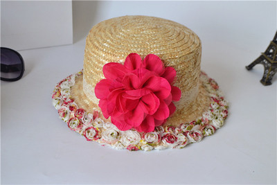 Καλοκαιρινό γυναικείο καπέλο με 3D floral διακόσμηση