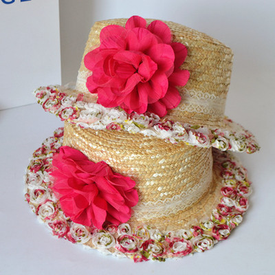 Καλοκαιρινό γυναικείο καπέλο με 3D floral διακόσμηση