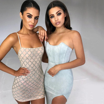 Σέξι γυναικείο φόρεμα σε κομψό σχέδιο και λεπτές λουρίδες