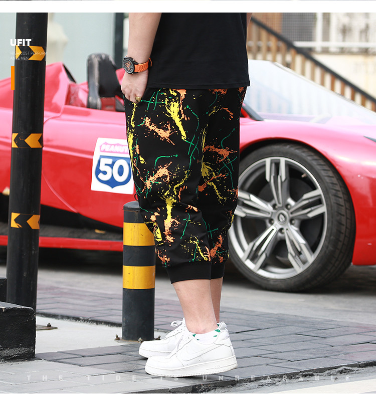 Pantaloni barbati 7/8 cu elemente colorate