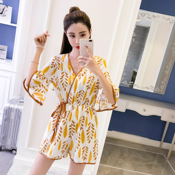 Női overall V-nyakkal és 3/4-es ujjakkal