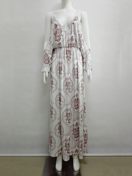 Γυναικείο μακρύ φόρεμα με ντεκολτέ σε σχήμα V